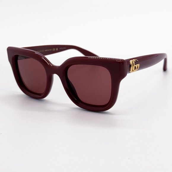NEW GUCCI GG1828S 003 WOMEN SHINY SOLID BURGUNDY SUNGLASSES GUCCI - Picture 3 of 13